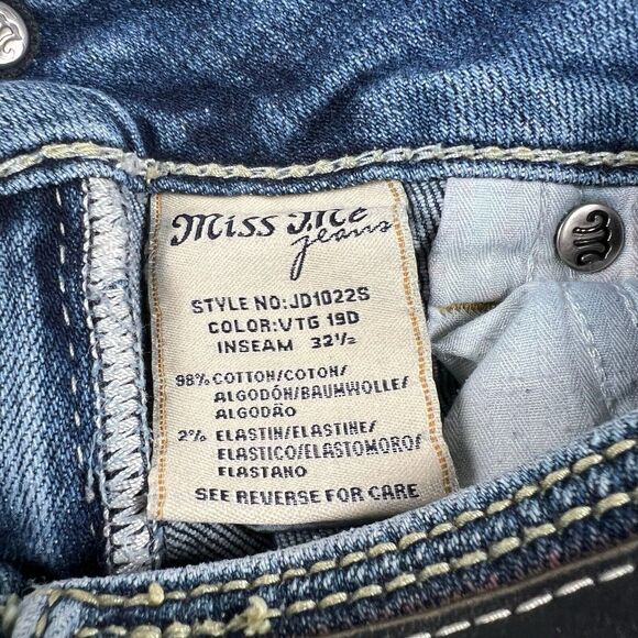 Miss Me Sunny Skinny Jeans Women’s 27x29 Blue Denim Low Rise Distressed - Picture 13 of 16